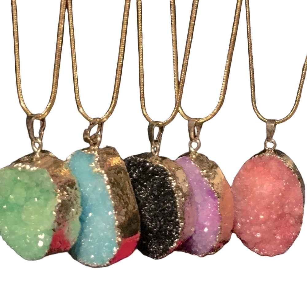 Druzy Crystal Quartz Statement Necklace